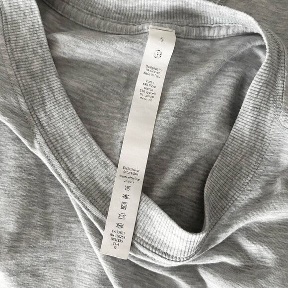 Lululemon All Yours Tee Heathered Core Light Grey Cotton Vitasea Size 6 - Picture 4 of 4
